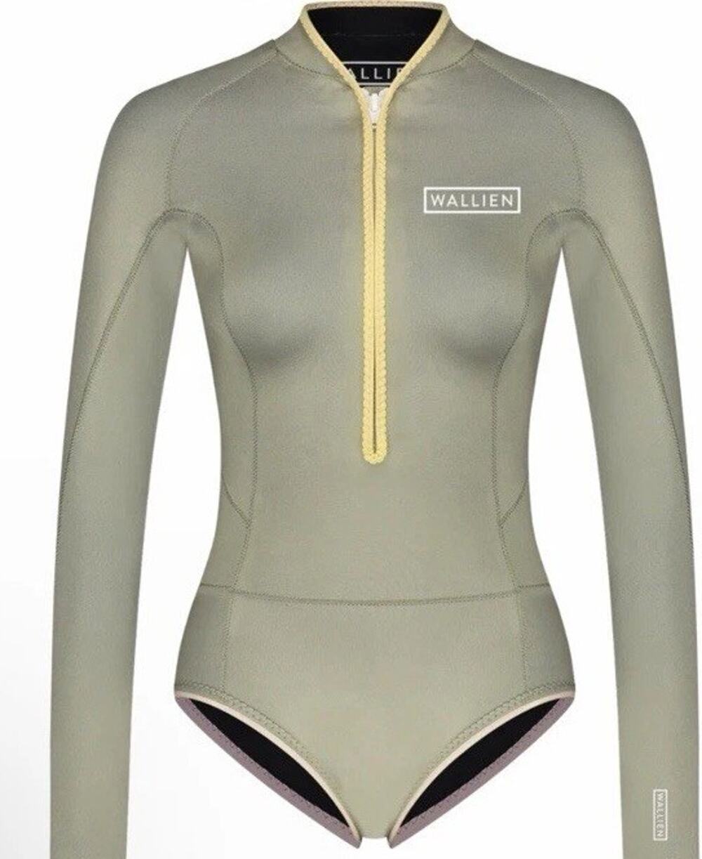 WALLIEN Womens Nikki Van Dijk Bikini Cut 1mm Front Zip Springsuit Wetsuit Sage 4